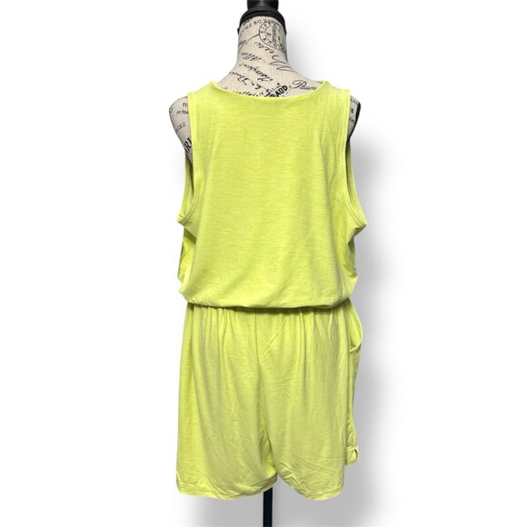 Old Navy XL Lime Green Breathe On Knit Wrap Romper Drawstring Waist Active NWT - Picture 4 of 11